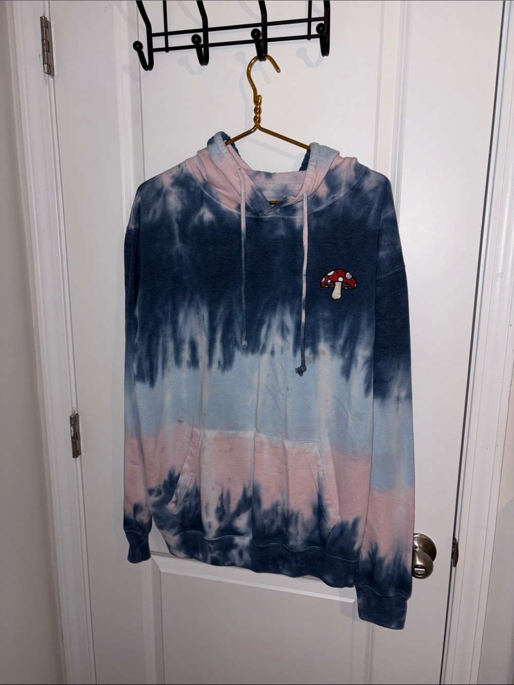 Eighty Eight Tie-Dye Hoodie in Navy Blue, Light Blue & Pink